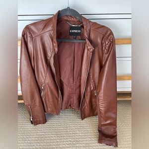 Express brown faux leather jacket, size M.